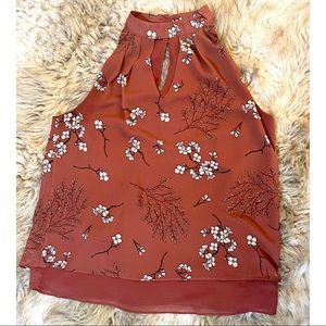 Keyhole floral halter top EUC
